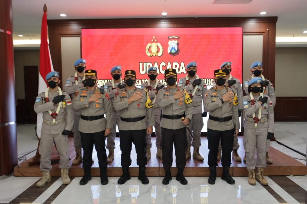 Kapolda Jatim Pimpin Penyambutan Satgas Garbha FPU 2 Minusca dan Satgas Garbha FPU 12 UNAMID